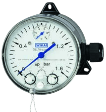 WIKA DPGS40TA — Differential-pressure gauge with microswitches and component testing