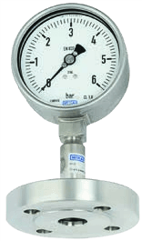 WIKA DSS26M — Diaphragm seal system with pressure gauge, internal diaphragm and flange connection