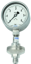 WIKA DSS34M — Diaphragm seal system with pressure gauge, welded construction and threaded connection
