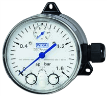 WIKA DPGS40 — Differential-pressure gauge with microswitches and working-pressure indication